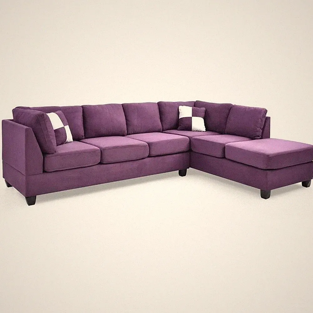 Glory Furniture Malone Microsuede Sectional in Purple