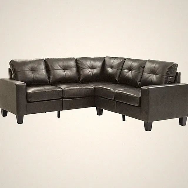 Glory Furniture Newbury Faux Leather Sectional in Black