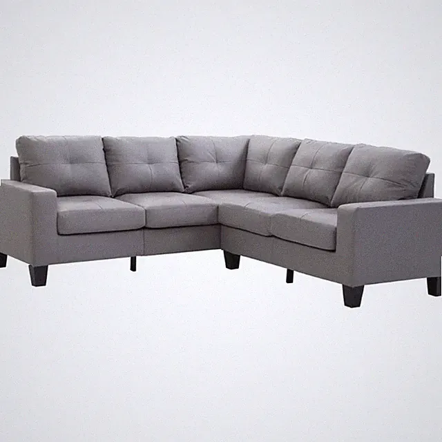 Glory Furniture Newbury Faux Leather Sectional in Gray