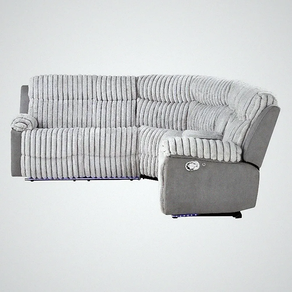 Glory Furniture Plush G00925B-SC Sectional in Gray Teddy and MicroSuede