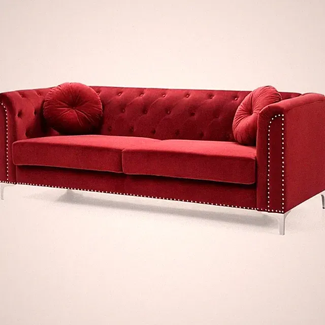 Glory Furniture Pompano Velvet Sofa in Burgundy