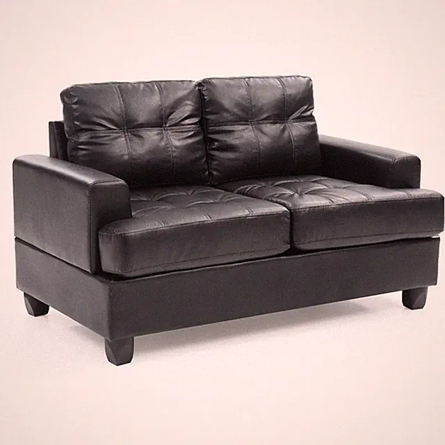 Glory Furniture Sandridge Faux Leather Loveseat in Black
