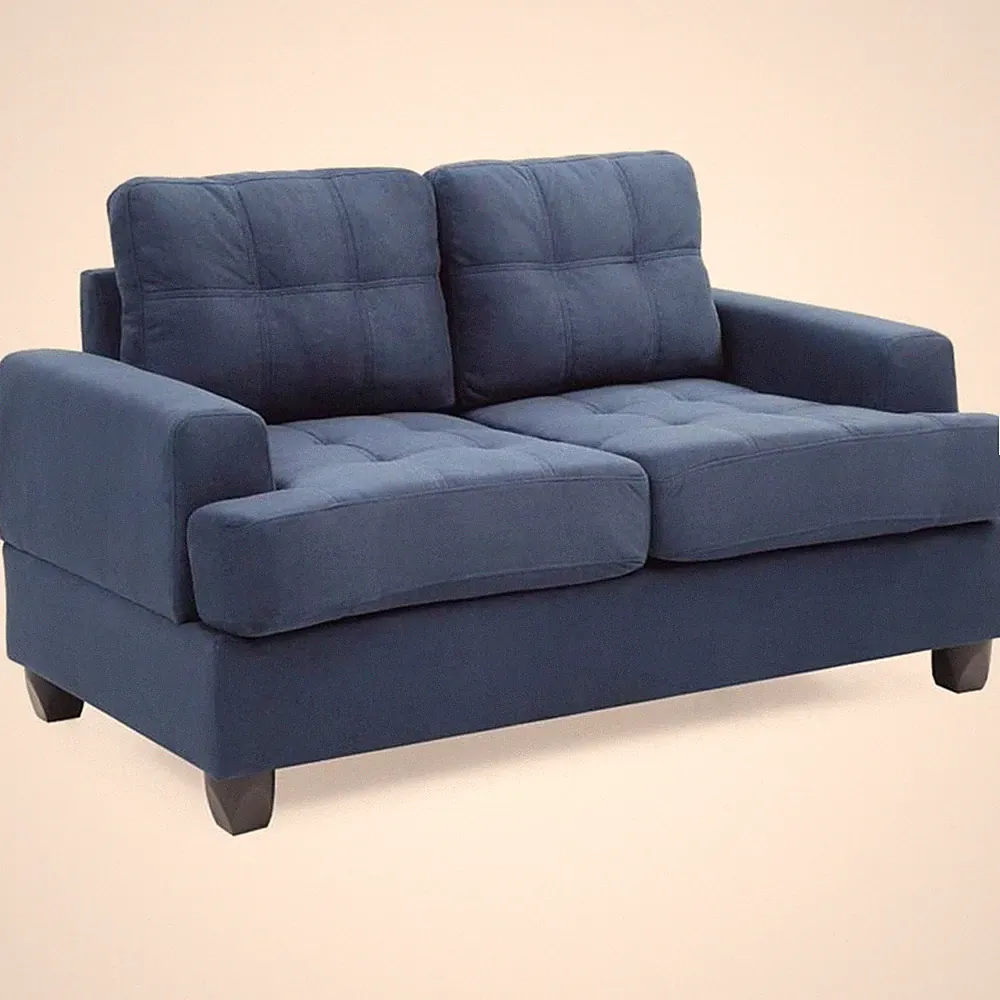 Glory Furniture Sandridge Microsuede Loveseat in Navy Blue