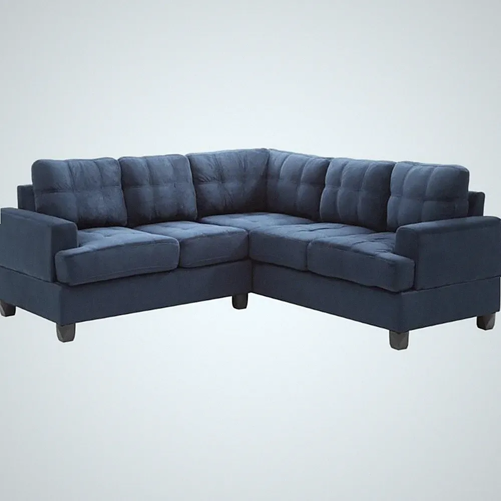 Glory Furniture Sandridge Microsuede Sectional in Navy Blue