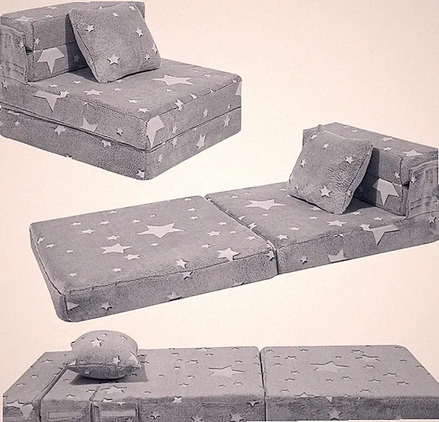 Glow Star Kids Tri-Fold Sofa Bed & Pillow - Soft Convertible Lounge Mat