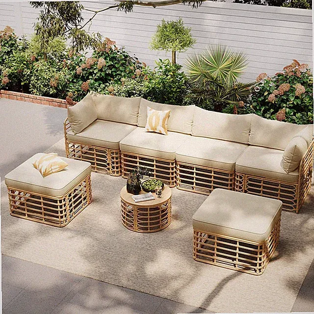 GO 7-Piece Outdoor Rattan Sectional Sofa Set with Cushions