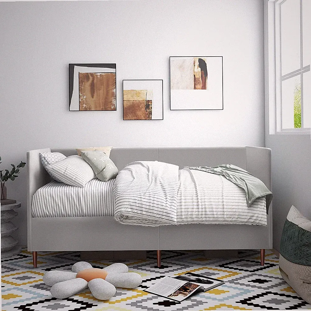 GOFLE Twin Size Daybed Fre, Upholstered Sofa Bed with Sturdy Wooden