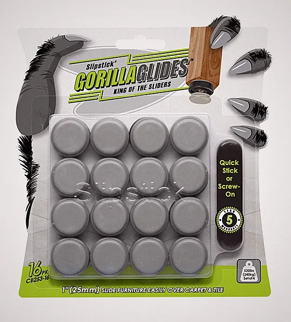 GorillaGlides 1 Inch Chair Sliders/Furniture Floor Protectors (16 Furniture G...