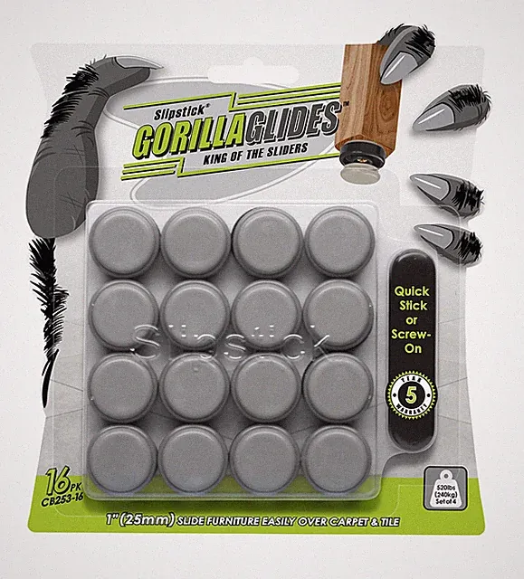 GorillaGlides 1 Inch Chair Sliders/Furniture Floor Protectors 16 Furniture Gl...