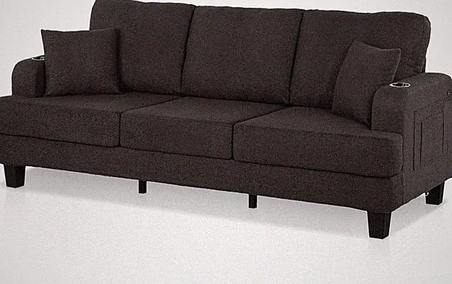 Gorman Modern 85" Dark Gray Sofa with USB Ports & Cup Holders for Small Spaces