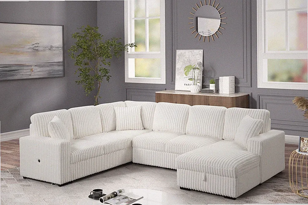 Grande Modern Style Sectional Sofa with USB-C, Sleeper Function & Storage Made