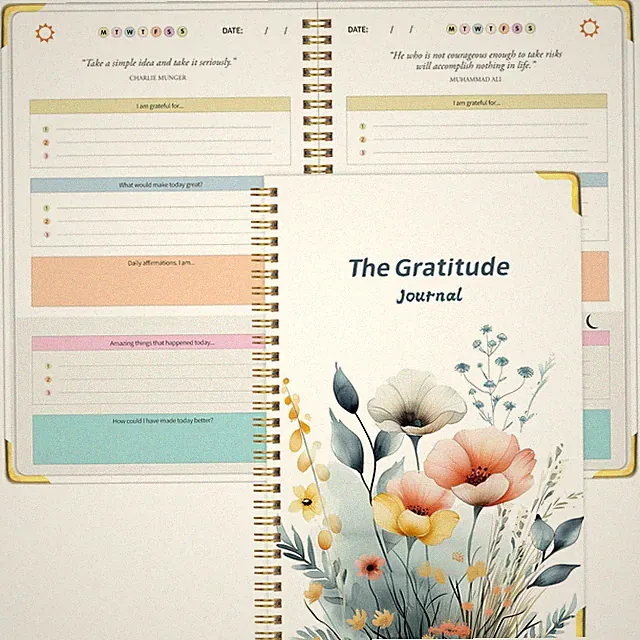 Gratitude Journal for Women Men, Undated Daily Gratitude Journal Spiral with...