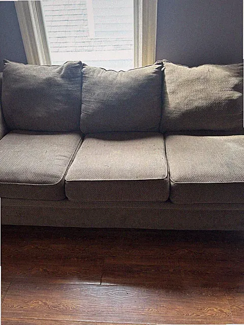 Gray 2 piece Cotton Upholstered Sofa Couch Solid Pattern 70W x 29L x 36H