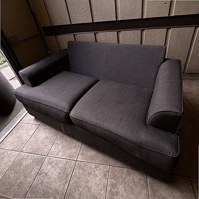 Gray 2-Seat Polyester Upholstered Sofa Loveseat High Back w/ Cushions