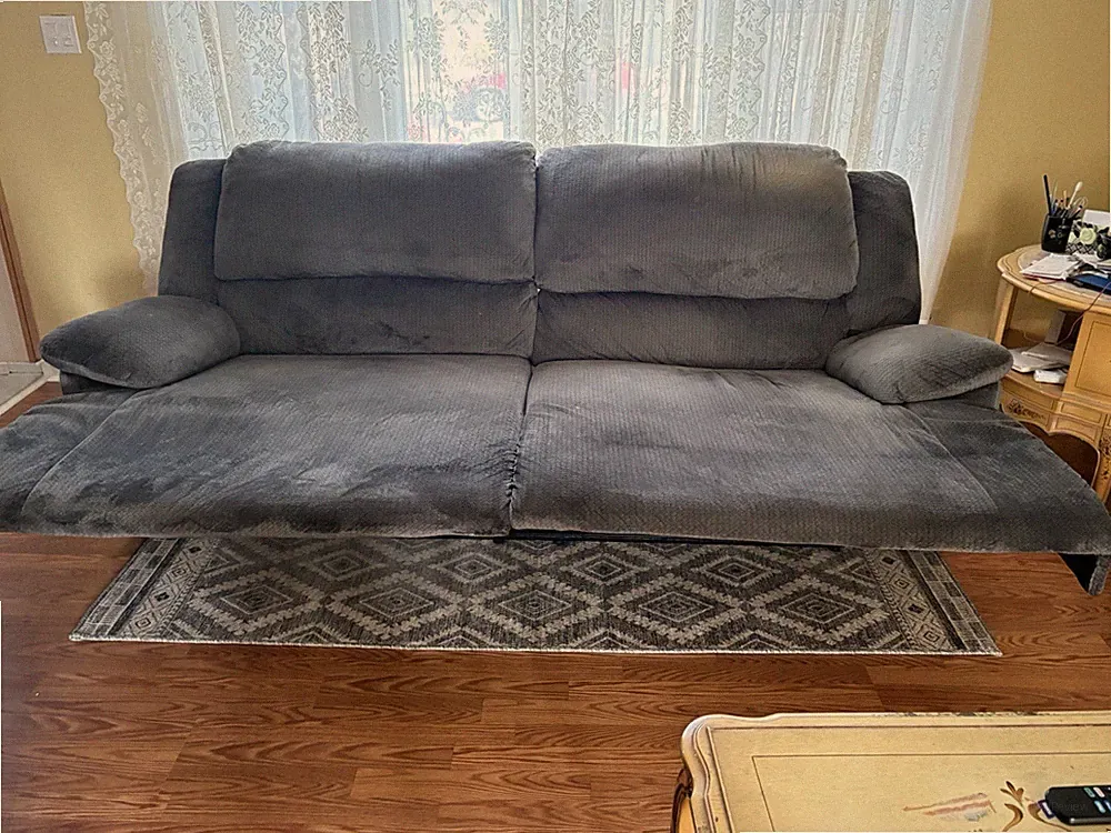 Gray 2-Seat Sofa Loveseat, Pillow Top Arms, Cushion Back, Wood Frame
