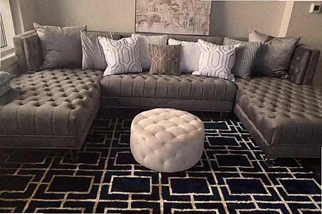 Gray 3 piece sectional with metal trim detailing