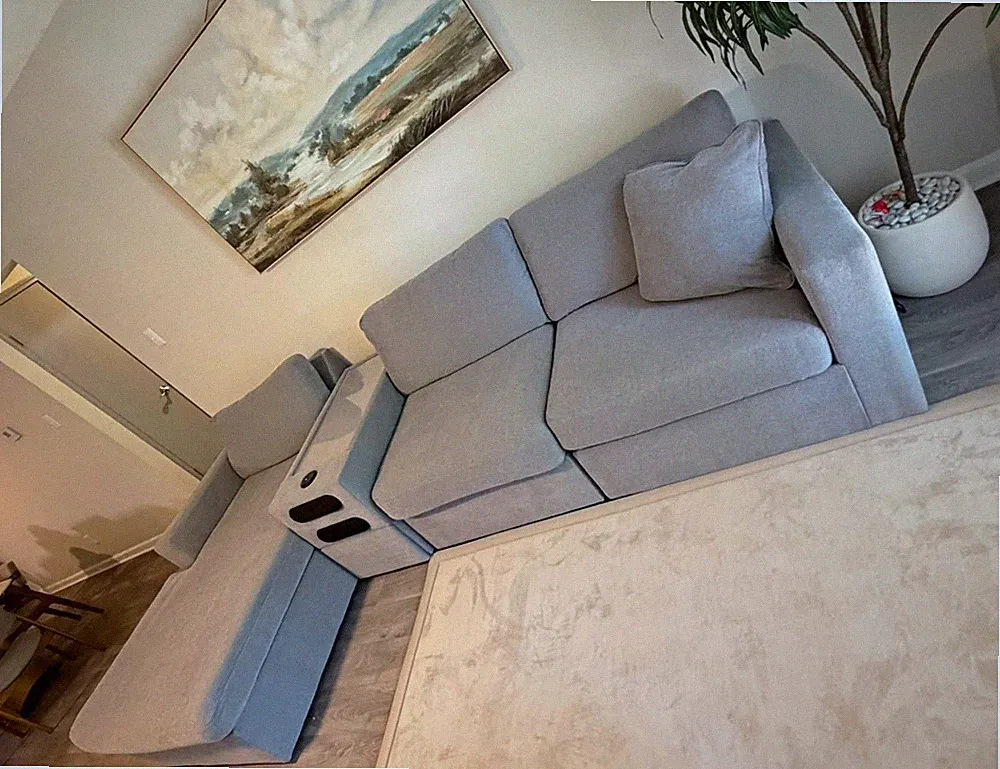 Gray 4-Piece Sectional Sofa w/ Chaise, Polyester Upholstery, 126"x68"x36"