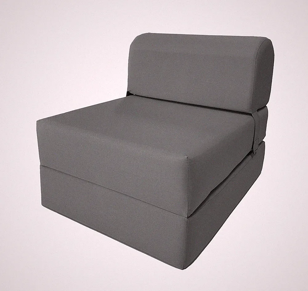Gray 6 x 24 x 70 Sleeper Chair Folding Foam Bed, Studio Sofa Beds, Couches