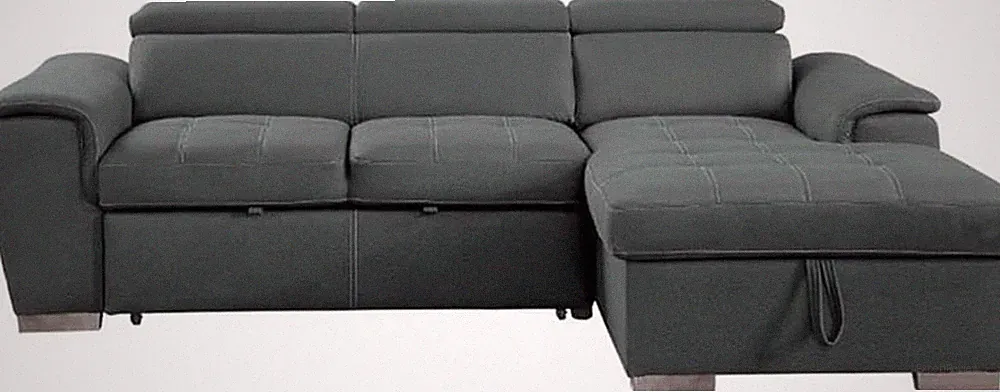 Gray 98" X 66" Sectional Sleeper Sofa with Storage for Modern Living Rooms