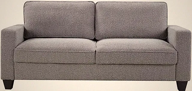 Gray Boucle Loveseat Sofa Modern Arm Pockets USB Port Removable Cushions