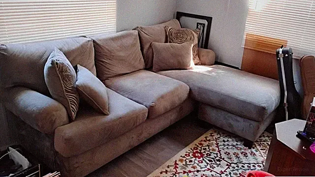 Gray Chaise Sectional Sofa, Faux Suede Solid Wood Frame