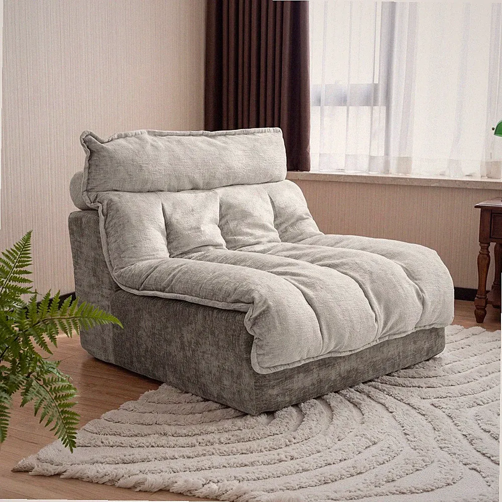 Gray Cloud Single Seat Sofa, Chenille Sectional Couch Double Layer Cushion