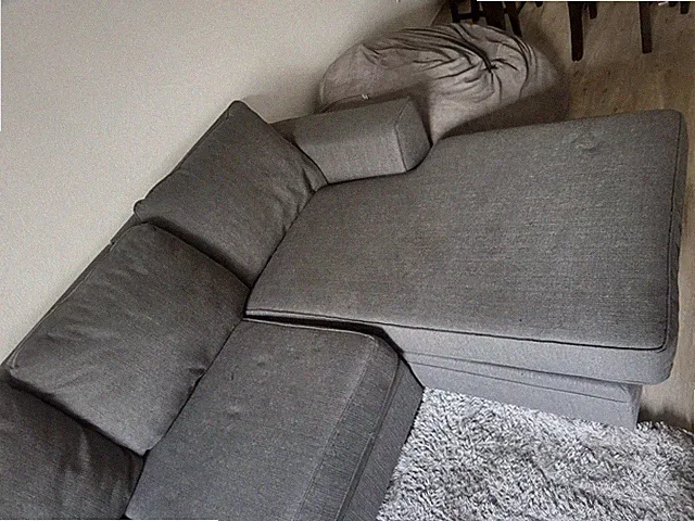 Gray Contemporary Sectional Sofa, 5-Seater, High Back, Classic Round Arms