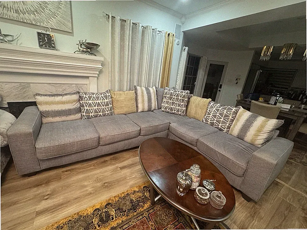 Gray Contemporary Sectional Sofa for 5, Removable Cushions, High Back