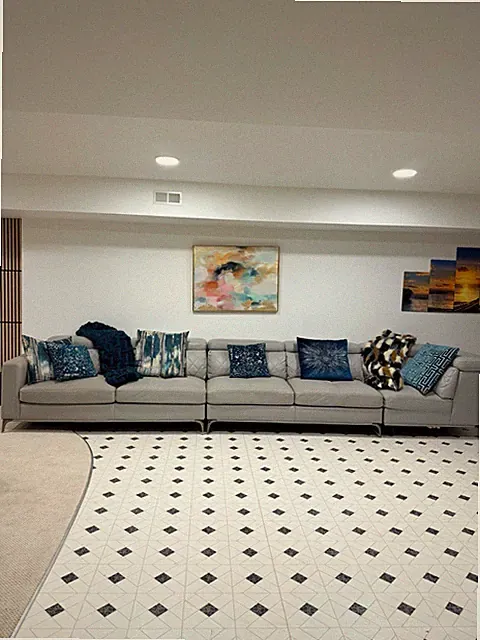 Gray Contemporary Sofa 6-Seater Synthetic Upholstery Track Arms Cushion Back