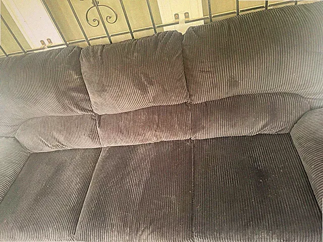Gray Corduroy 3-Seat Sofa Padded Arms Cushioned Back Removable Cushions