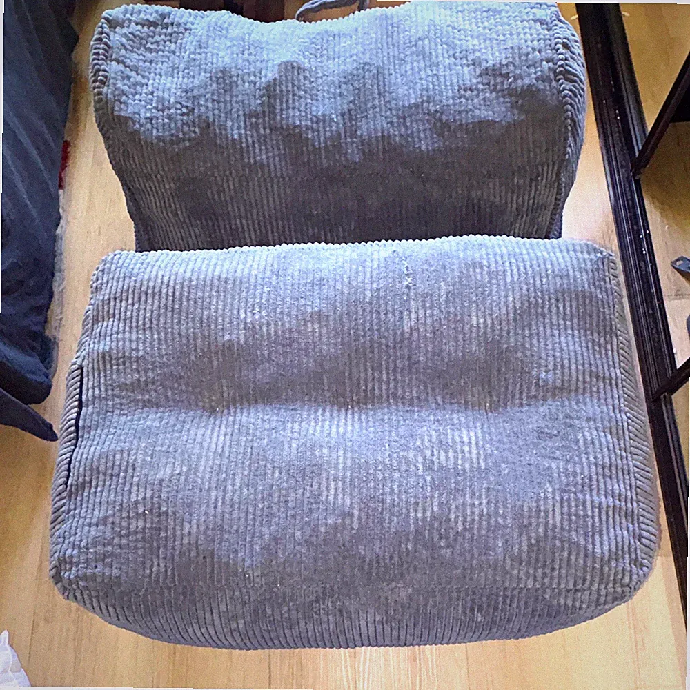 Gray Corduroy Modular Chaise Lounge Sectional, Track Arms, Cushions, 3pc