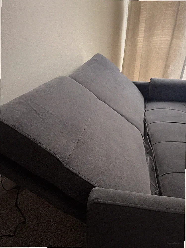 Gray Fabric Convertible Futon Sofa Bed 75x50x31 in, Seats Up to 2