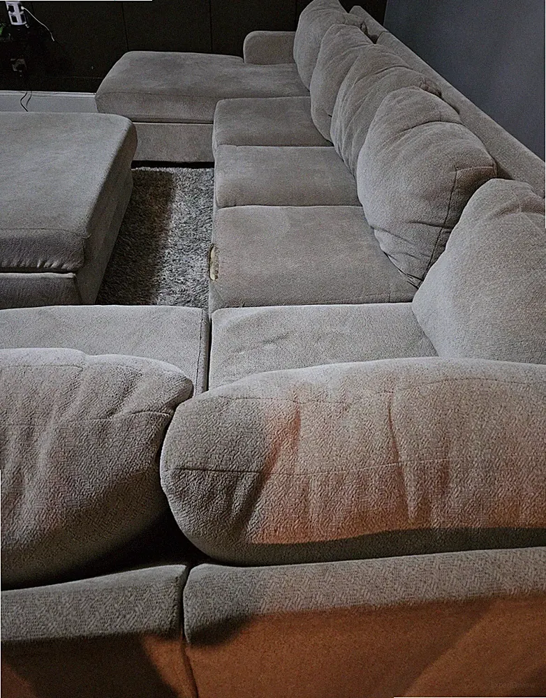 Gray Fabric Modern Sectional Sofa w/ Chaise & Ottoman, Wood Frame, Cushions