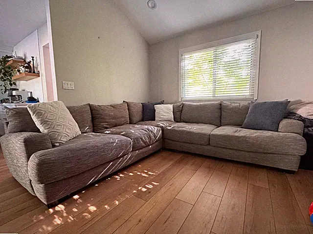 Gray Fabric Sectional Sofa Solid Pattern Wood Frame w/Cushions