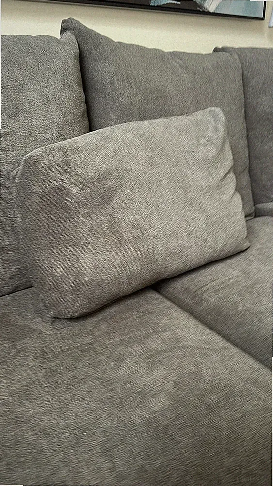 Gray Fabric Sofa Sectional with Throw Pillows