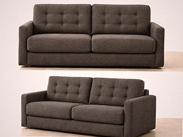 Gray Fabric Tufted Loveseat Sofa, Track Arms, 2-Seater Modern Style