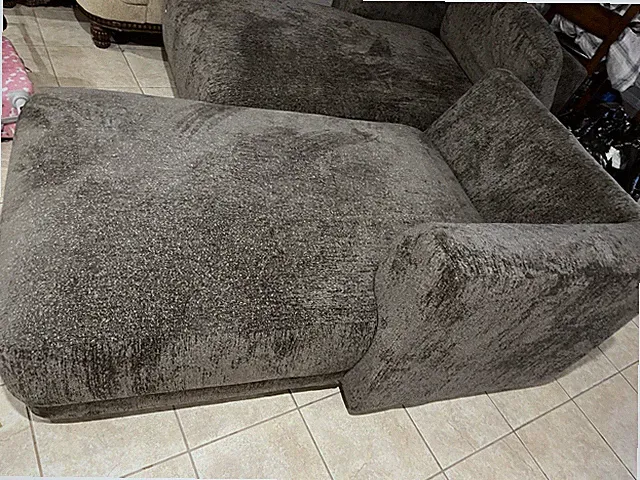 Gray Fabric Upholstered Chaise Lounge Sectional Piece, Solid, Living Room