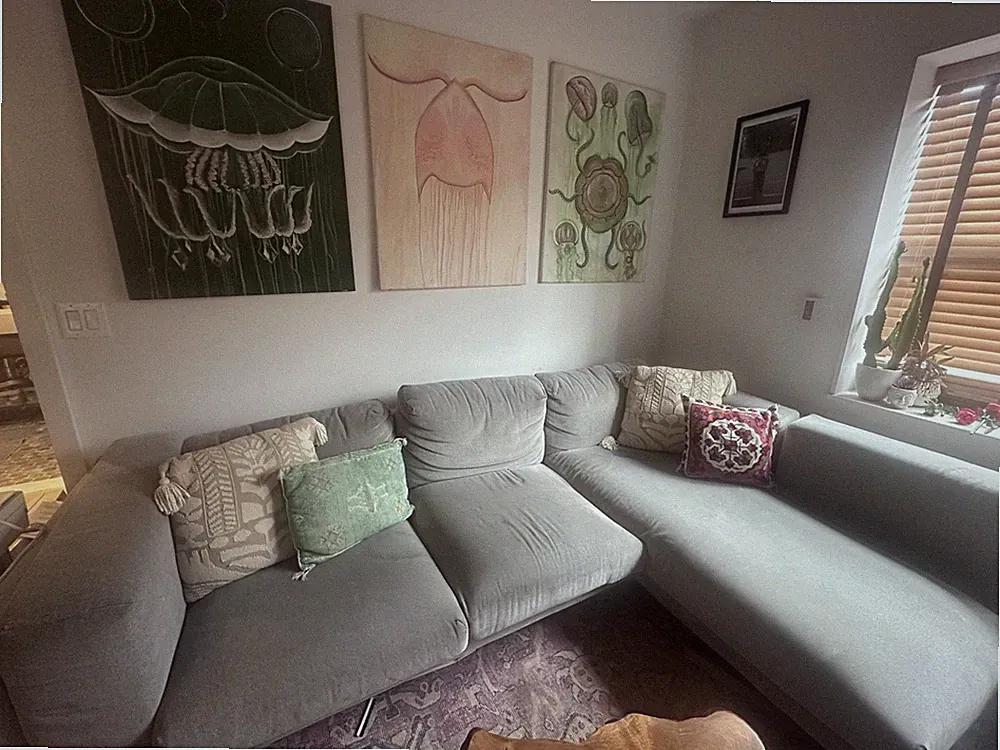 Gray IKEA L shape couch