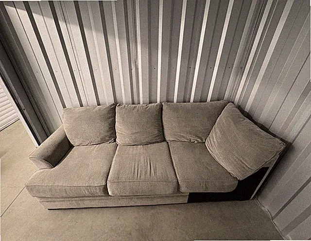Gray L-Shape Contemporary/Modern Sofa, Cushion Back, Wood Frame, Thomasville.