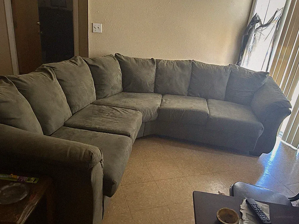 Gray L-Shaped Sectional Sofa Couch, Microfiber Upholstery, Solid, Living Room