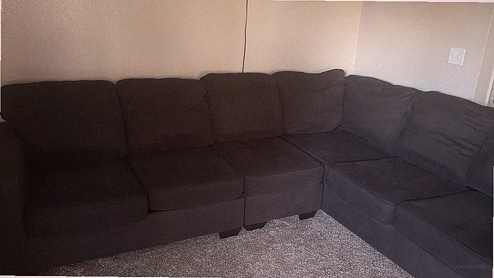 Gray L-Shaped Sectional Sofa with Chaise, Track Arms, Wood Frame, Cushions