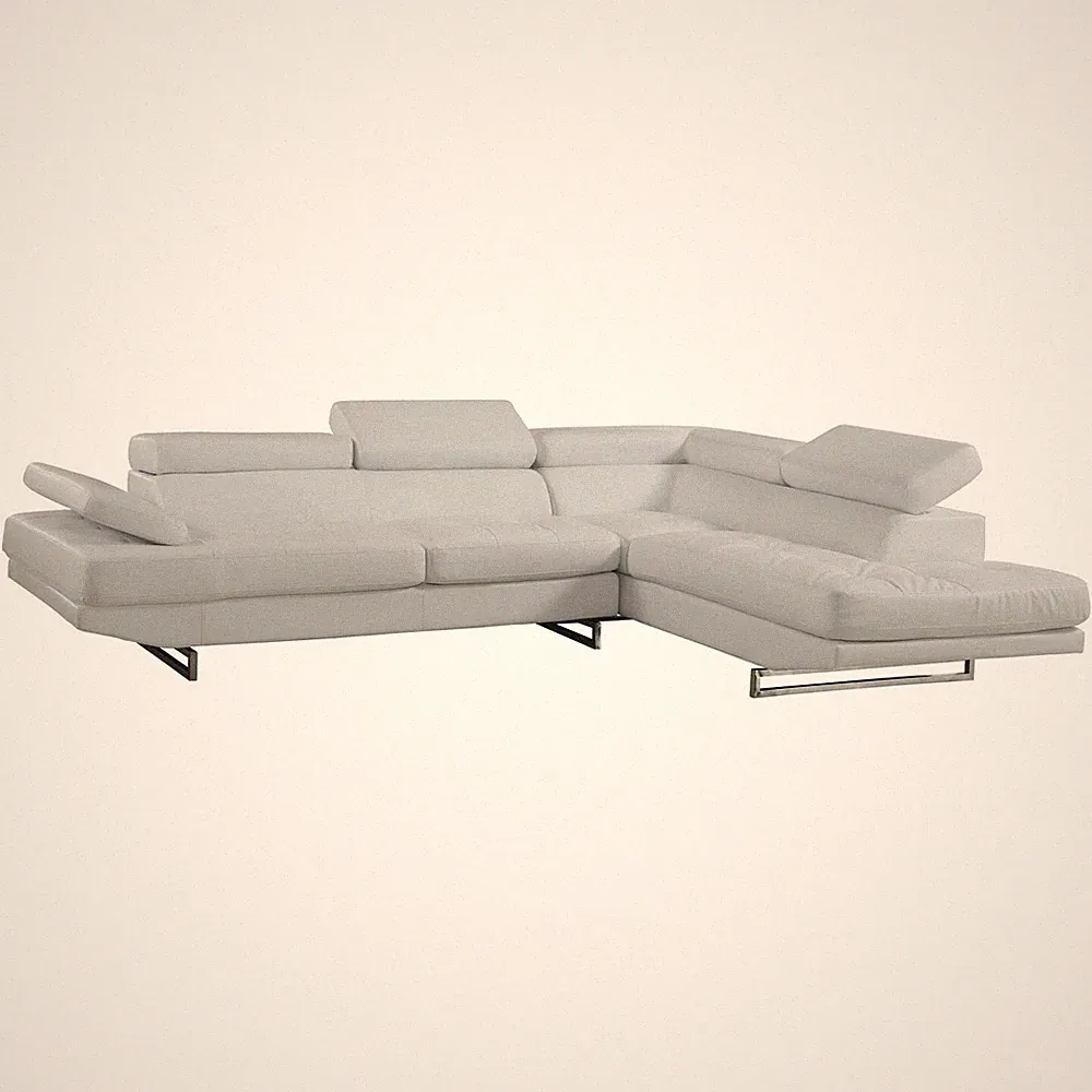 Gray Leather L Shaped Two Piece Corner Sectional
