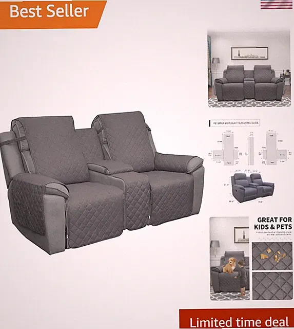 Gray/Light Gray Microfiber Couch Cover for Loveseat - Machine Washable Comfort