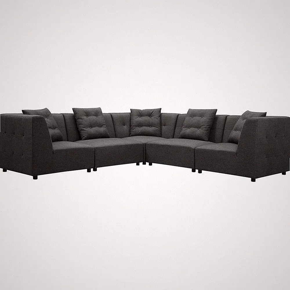 Gray Linen 5-piece Modular Sectional Sofa