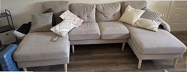 Gray Modern Sectional Sofa Double Chaise L/R Track Arms Wood Frame Seats 4