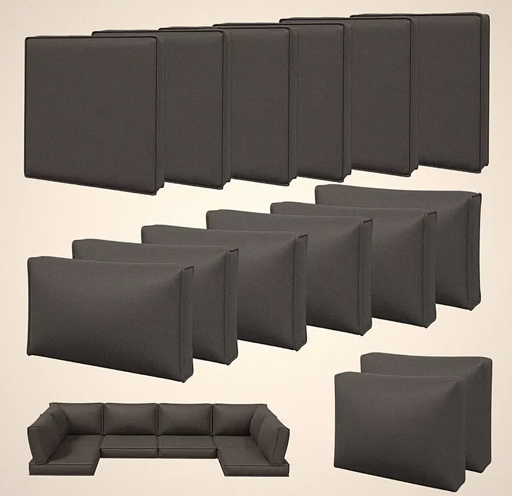 Gray Outdoor Patio Sofa Cushion Covers Polyester w/ Zipper, 25.6x25.6x14.96