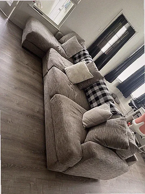 Gray Polyester Blend Sectional Sofa, Removable Cushions, Seats 6+, Modern Style