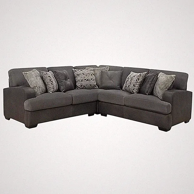 GRAY POLYESTER SECTIONAL SOFA & PILLOWS