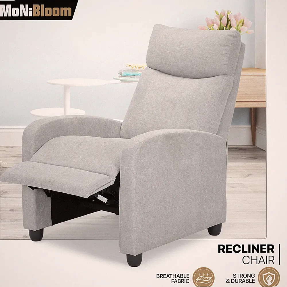 Gray Recliner Chair Lazy Chair Single Modern Sofa Home Living Room Theater Seat