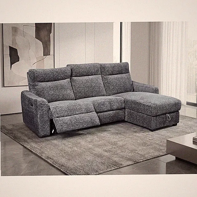 Gray RHF L-Shaped Sectional Sofa w/ Single Power Zero Gravity Recliner + USB